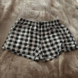 Black and White Checkered Women's Shorts